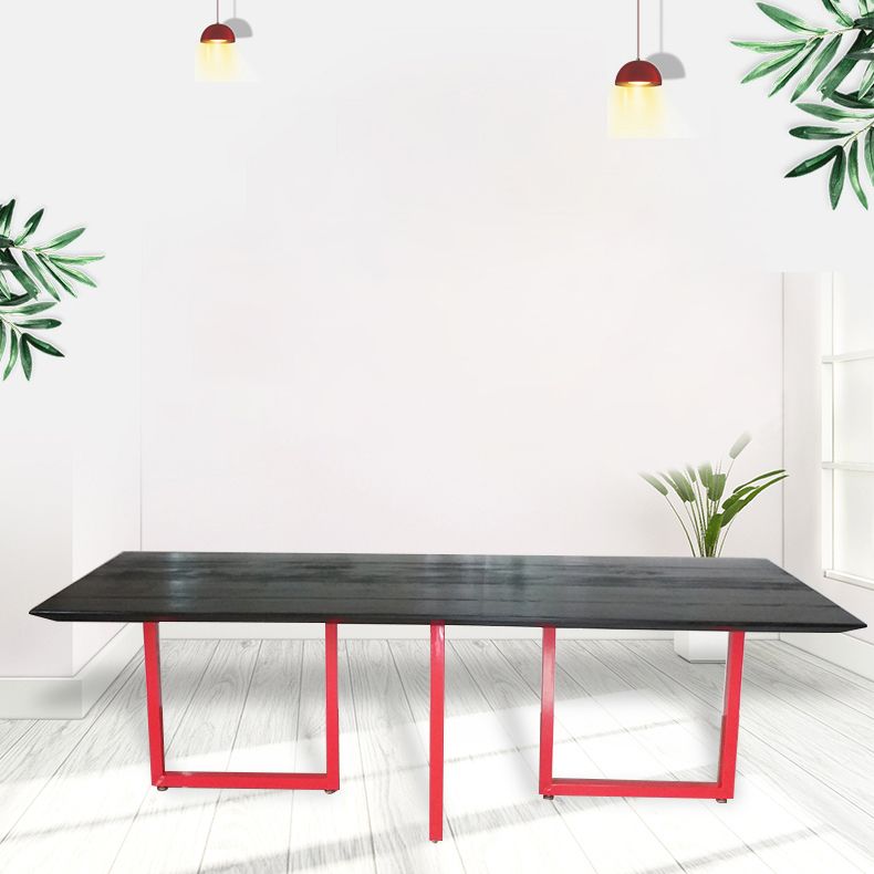 Mesa de comedor de rectángulo industrial de metal mesa de madera maciza para comedor