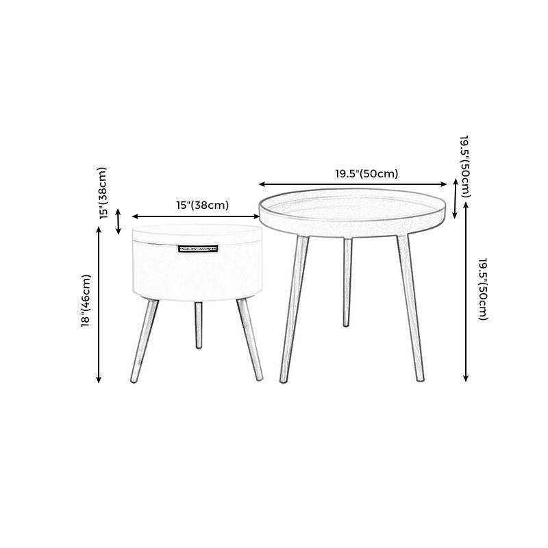 3 Legs 2 Round Coffee Table Contemporary Wood Coffee Table Set