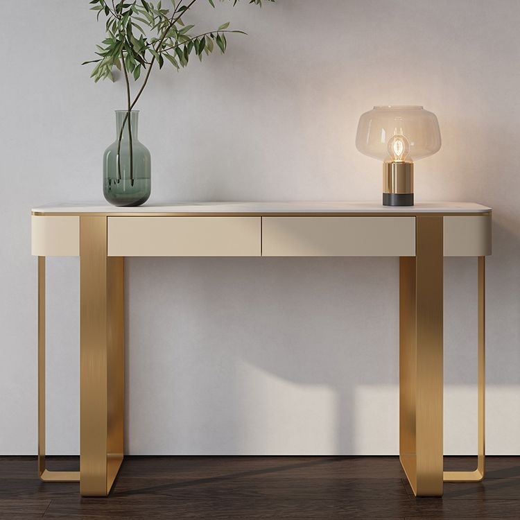 Stone Half Moon Console Table 1-shelf 33.46" Tall Accent Table