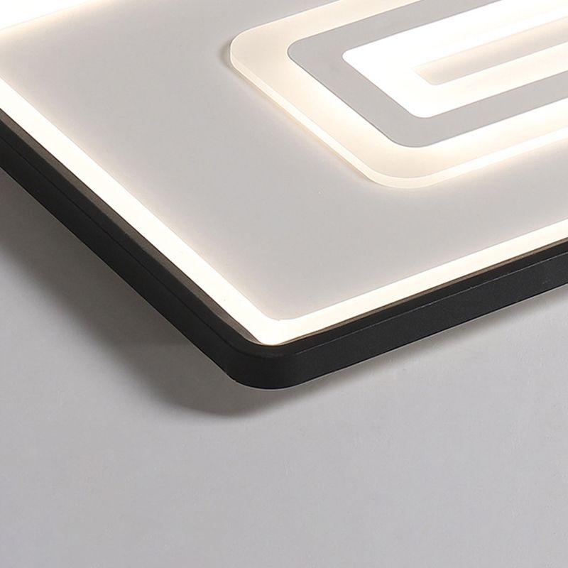 35.5"/43" W Dual Rectangle Flush Light Nordic Style Black Metal Indoor Light Fixture, Warm/White Light/Remote Control Stepless Dimming