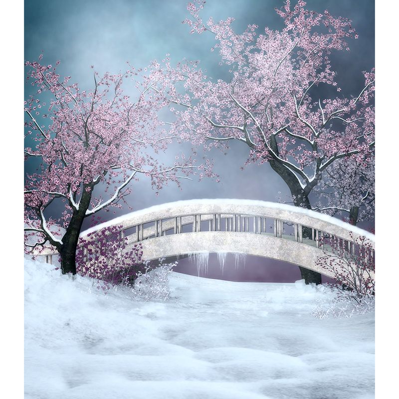 Stain-Proof Flower and Bridge Mural Non-Woven Texture Modern Wall Art for Guest Room