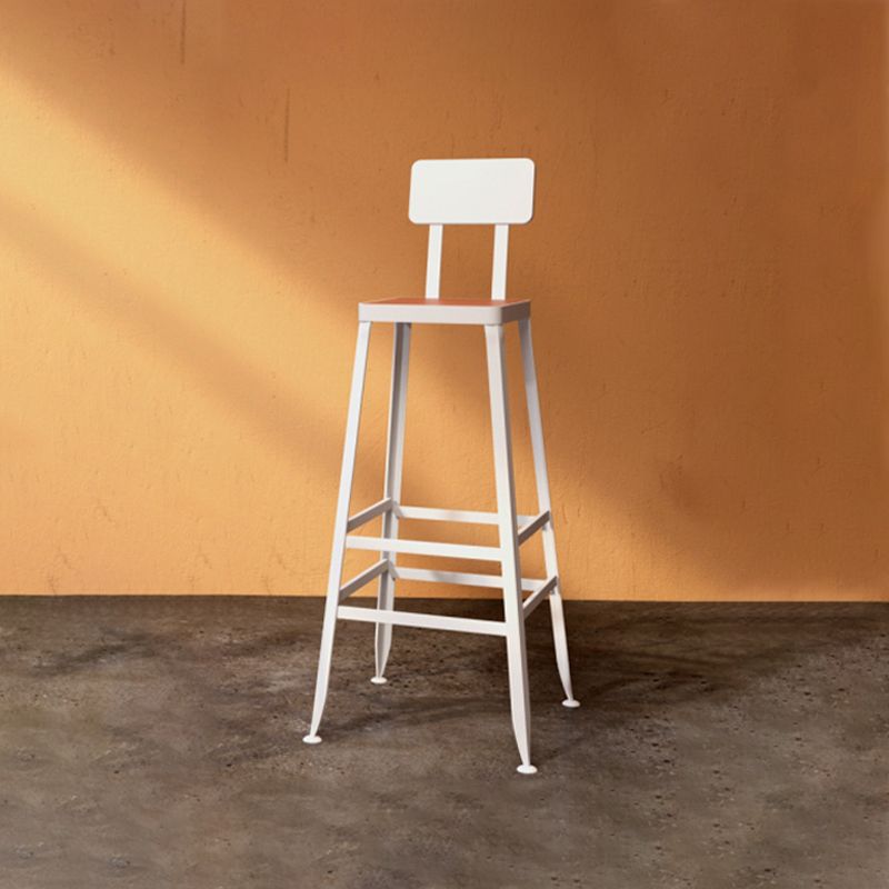 Iron Frame Bar Stool in Black and White Contemporary Low Back Armless Bar Stool