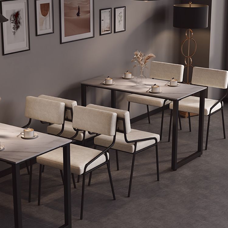 Industrial PU Leather Dining Chair Open Back Upholstered Dining Side Chair