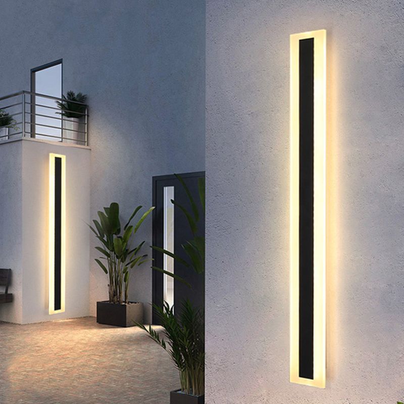 Atmosfera a 1 leggera sfumatura a sfumatura lineare esterna appuncita impermeabile moderna illuminazione a parete in metallo in nero