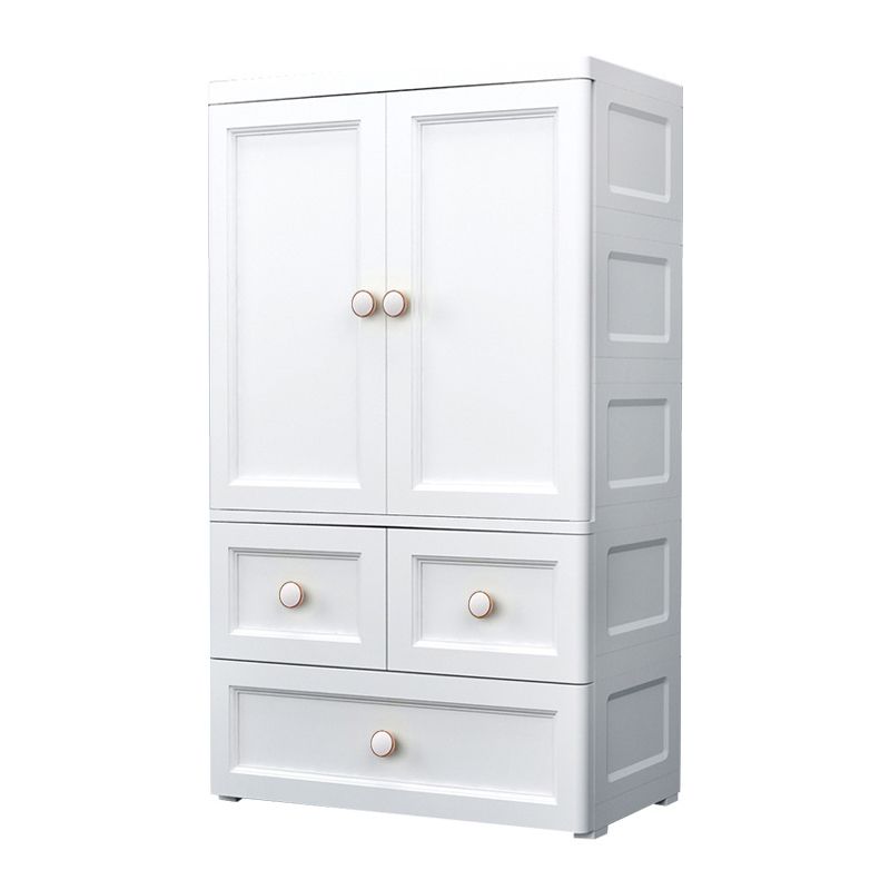 White and Grey Wardrobe Armoire Contemporary Plastic Wardrobe