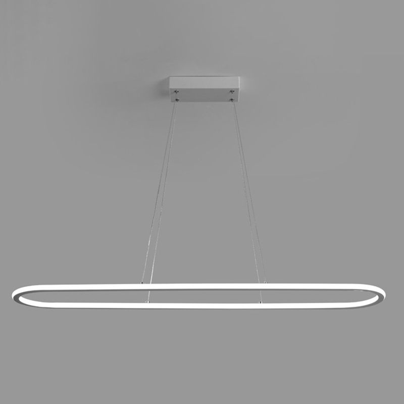 Linear Shape Island Pendant Contemporary Metal 1 Light Pendant Lighting Fixture in White