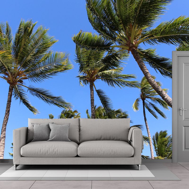 Tropical Trees Mural Decal Green Moisture Resistant Wall Decor for Living Room