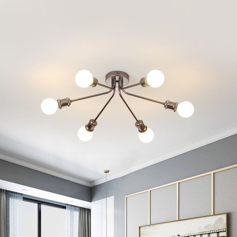 Eleganter Stil halb Flush Deckenleuchte schlanke lineare metallische Deckenlampe für Kinderschlafzimmer