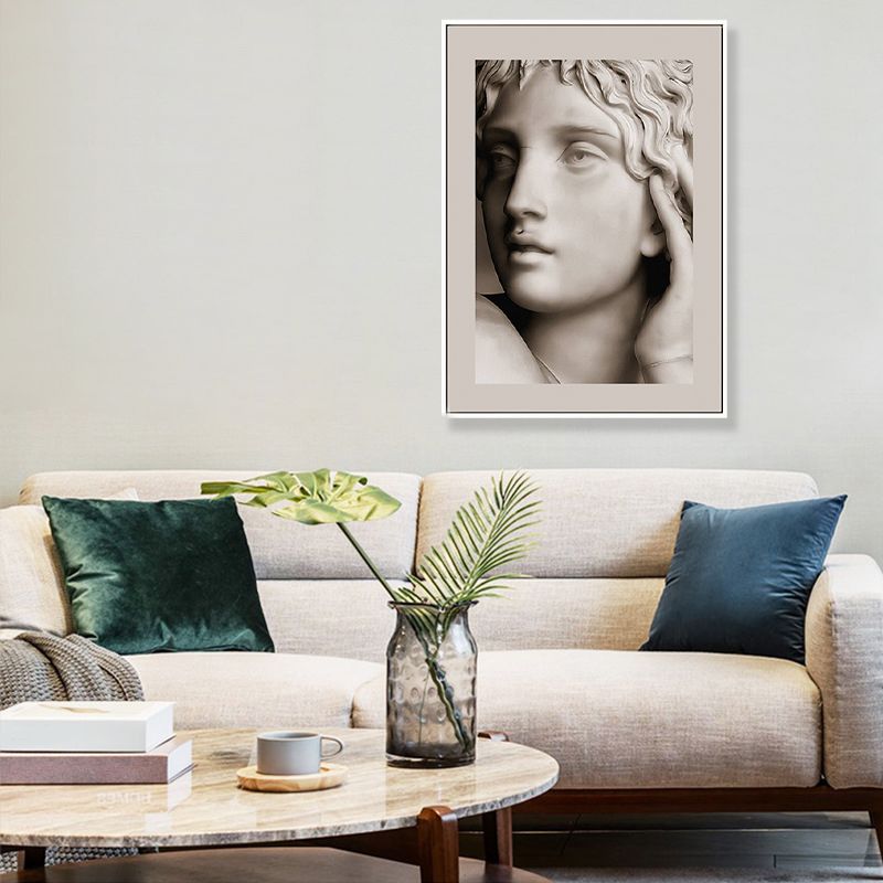 Light Color Angel Sculpture Art Print Figure Modern Textured Canvas for Living Room