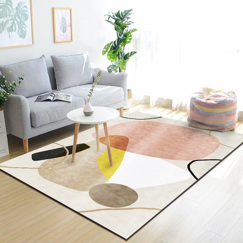 Dark Gray Lozenge Rug Polyester Modern Rug Washable Rug for Home Decor