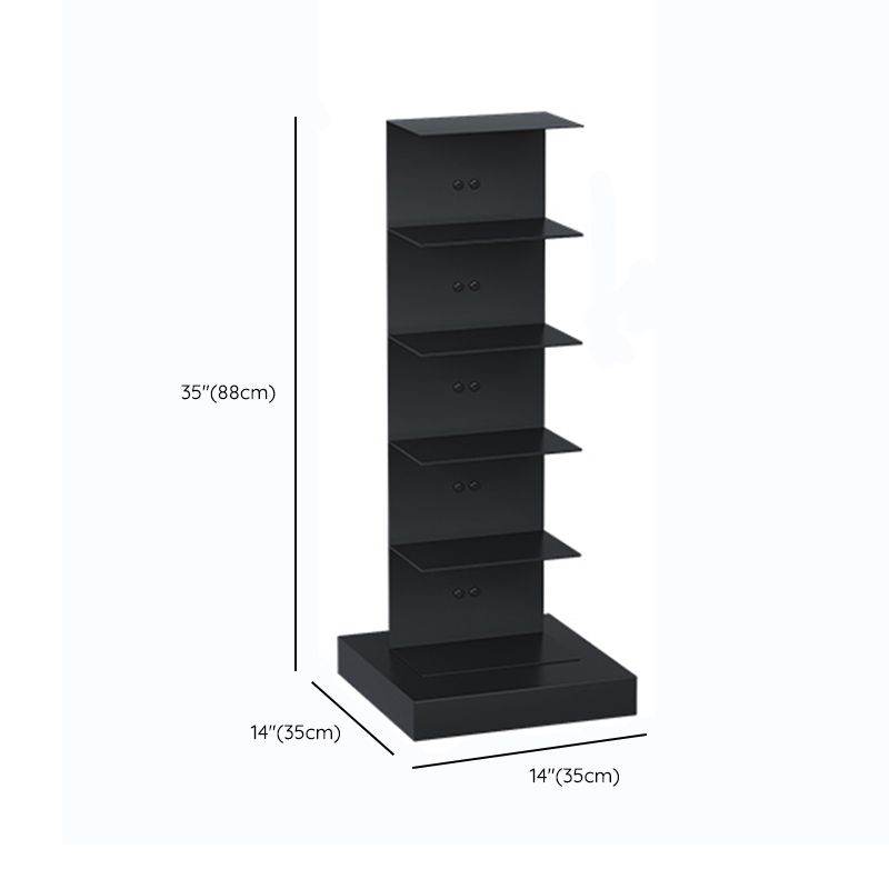 Contemporary Metal Bookshelf Black Geometric Shelf Bookcase for Study Room
