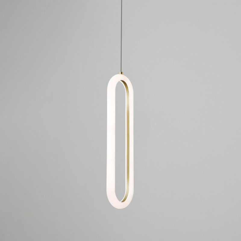 Metal Oblong Pendant Ceiling Light Simplicity Style LED Gold Ceiling Suspension Lamp