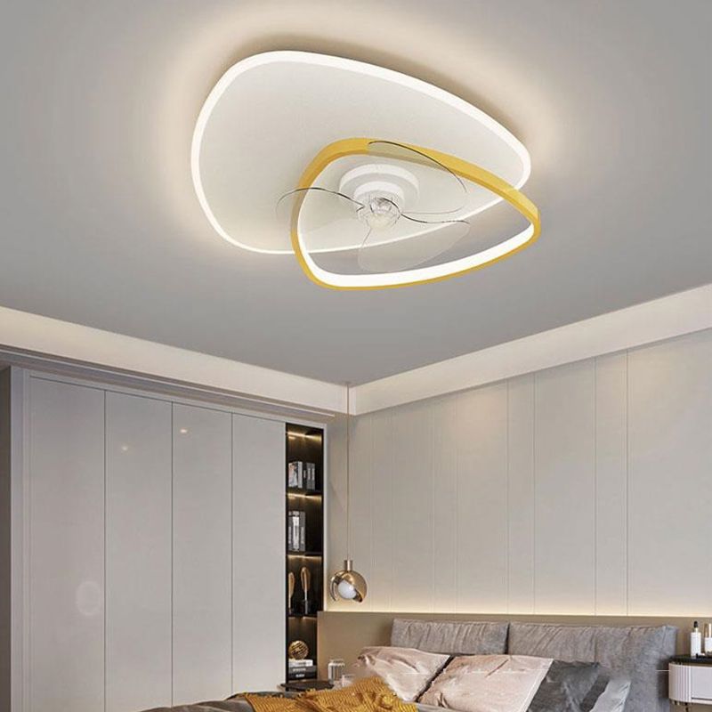 LED Contemporary Fan Light Geometric Iron and Acrylic Ceiling Fan Fixture in Gold