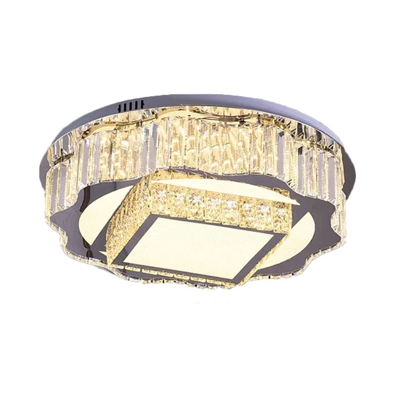 K9 Crystal LED Flushmount Lighting Modern Chrome Flower and Square Hotel Ceiling Flush Light