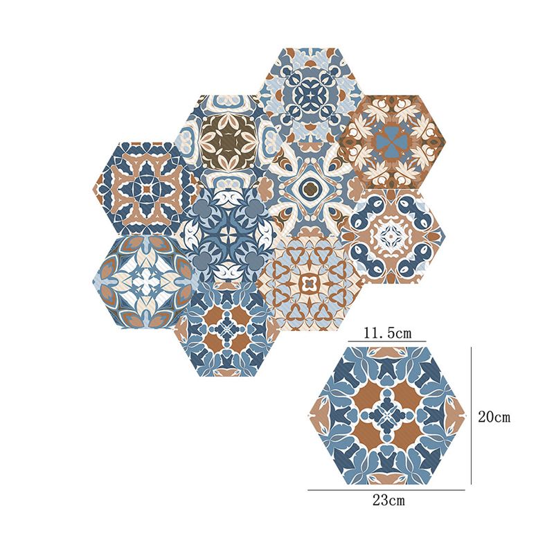 Floral Tiles Wallpaper Panels Bohemia Easy Peel off Bathroom Wall Decor, 9' L x 8" W