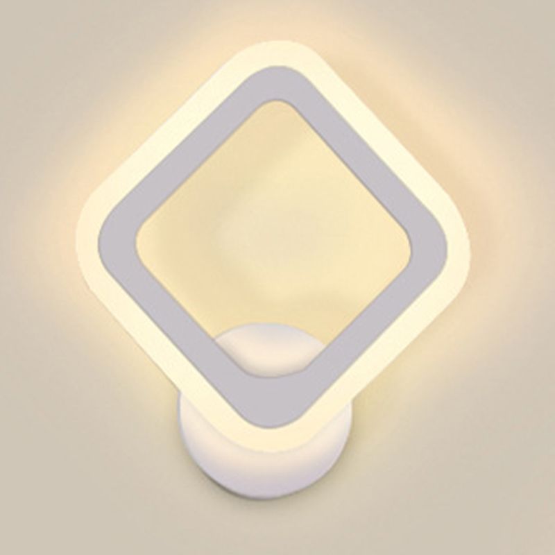 Square Shape Wall Lamp Modern Style Acrylic 1 Light Sconce in White
