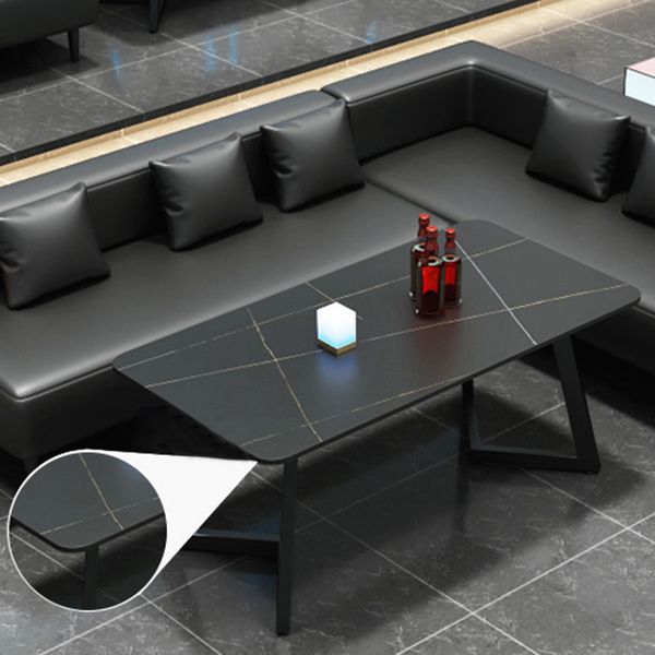 Industrial Sintered Stone Dinner Room Kitchen Table Black Table with Black Frame for Dining Room