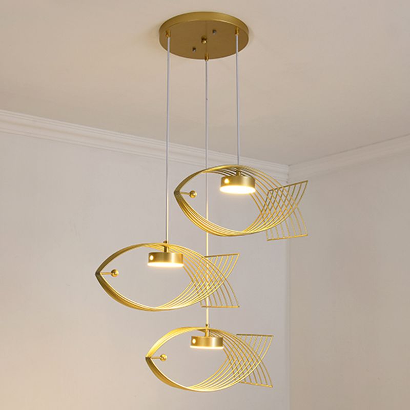 Luz colgante de pescado artístico Minimalista Metal Comedor LED LECHE