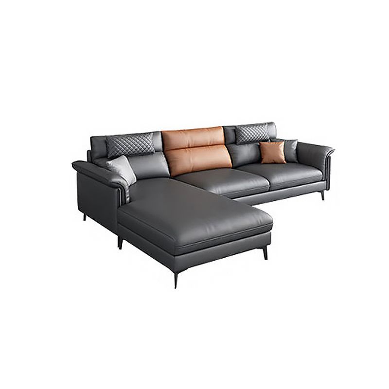 35.43" Tall Modern Sectional Dark Gray Sectional with Pillowed Back Cushions