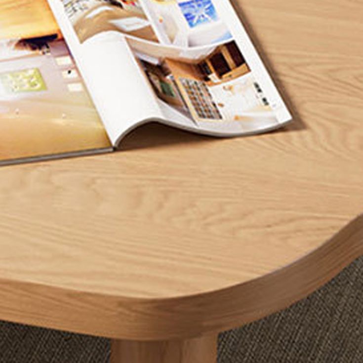 Scandinavian Pine Wood Coffee Table with Free Form Top Cocktail Table