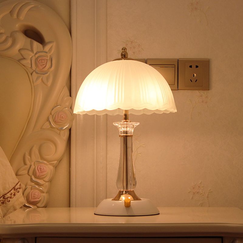 Glass Hemisphere Nightstand Lamp Minimalist 2-Light Table Light for Bedroom