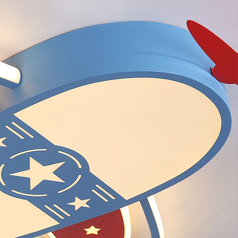 Plane Shape LED Ceiling Lamp Kids Style Iron 6 Lights Flush Mount for Bedroom