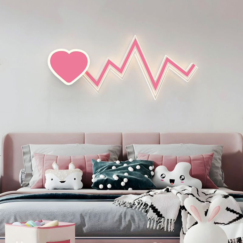 Nordic Style Iron Wall Light Heart Shape Wall Lamp for Children's Room
