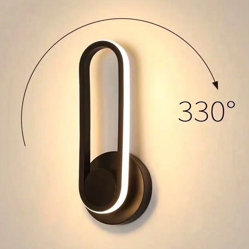 Oval Shape Metal Wall Light Modern Style Single Light Wall Sconce Light