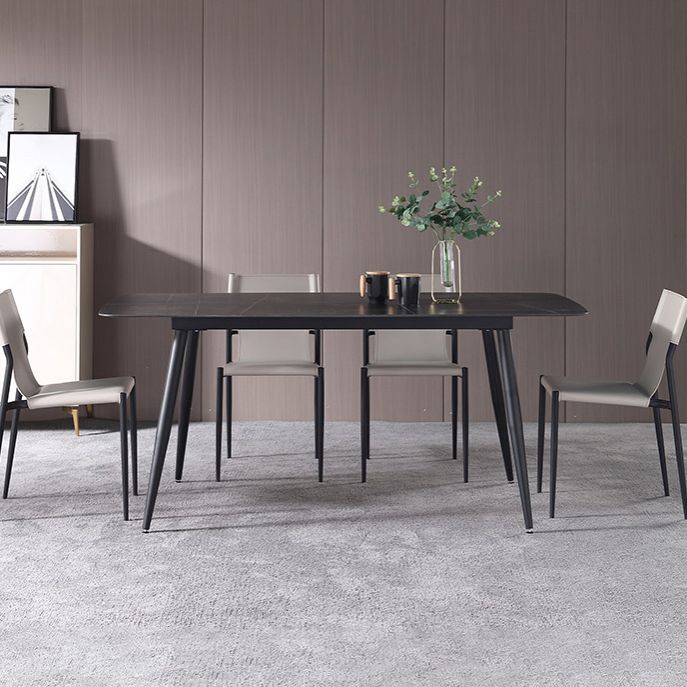 Modern Black 1/4/5/7 Pieces Dining Set Rectangle Legs Stone Indoor Dinette Set