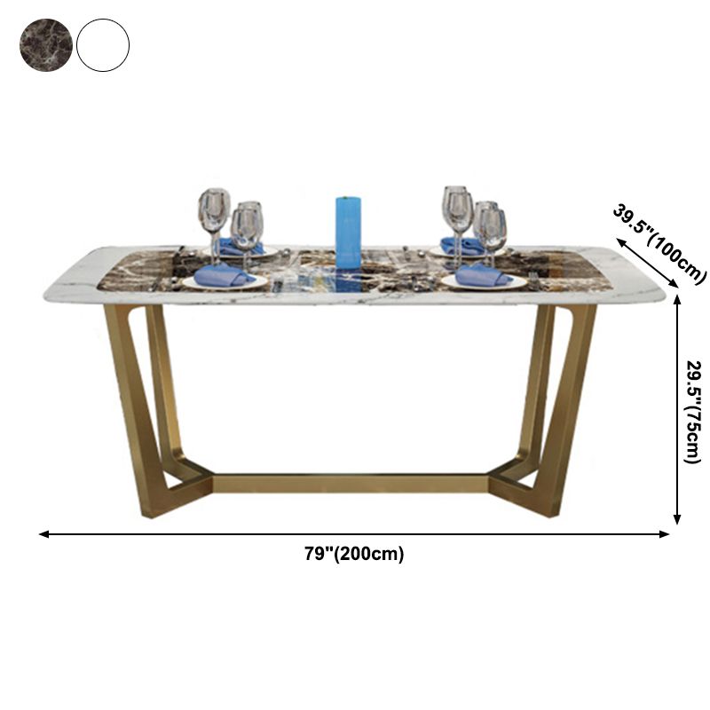 Metal Mesa Top de mármol rectangular de lujo de metal con base de caballete