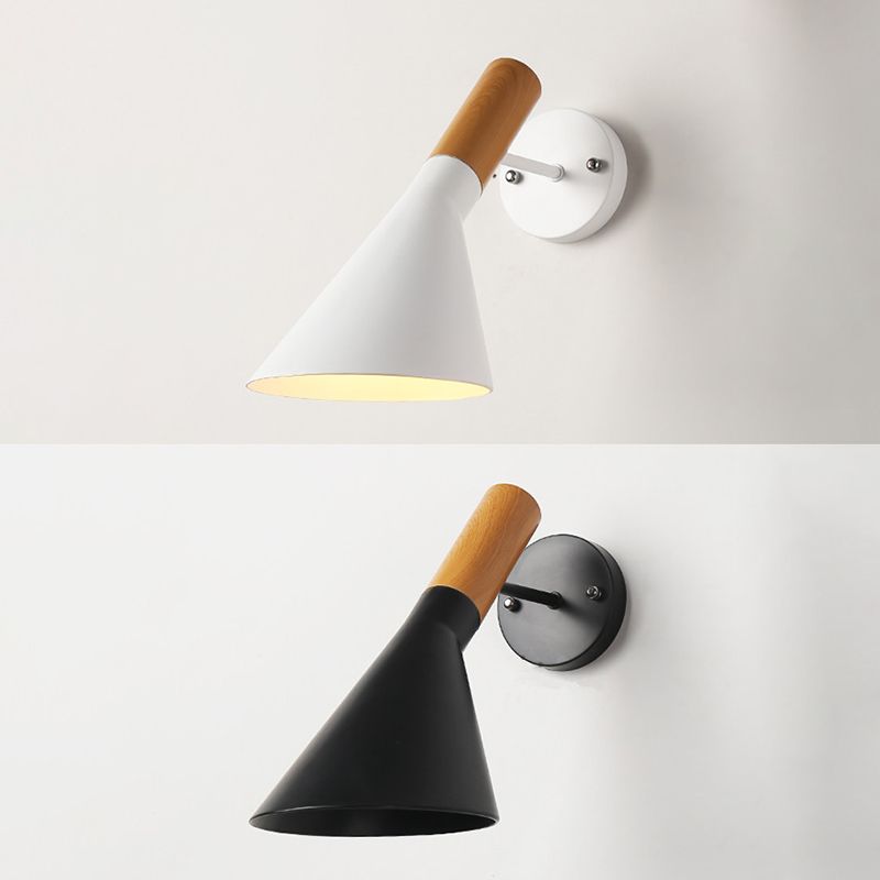 Lámpara de pared de minimalismo en forma de embudo estilo moderno de madera de madera de 1 luces accesorio de iluminación