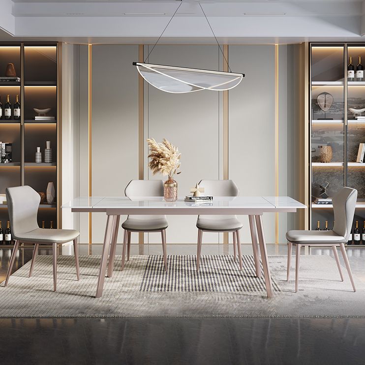 Luxury 1/4/5/7 Pieces Extendable Dining Set Sintered Stone Rectangle Dining Table Set