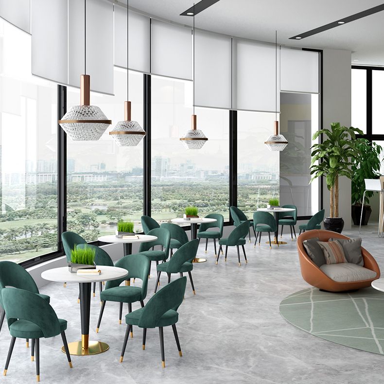 Minimalist Sintered Stone White Dining Table Round Shape Dining Table with Pedestal Base