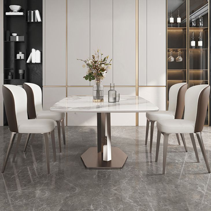 Modern Metal Dining Set 1/2/5/7 Pieces Rectangle Dining Table Set