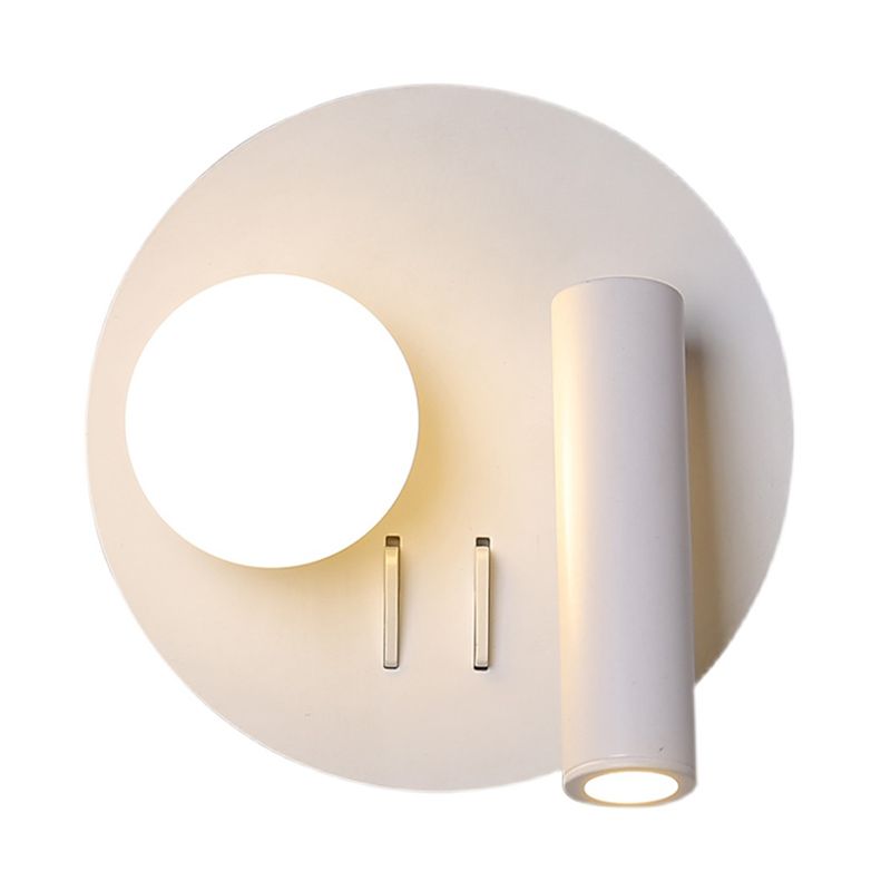 Modern Metal Wall Light Geometric White 2 Lights Reading Wall Sconce for Bedroom