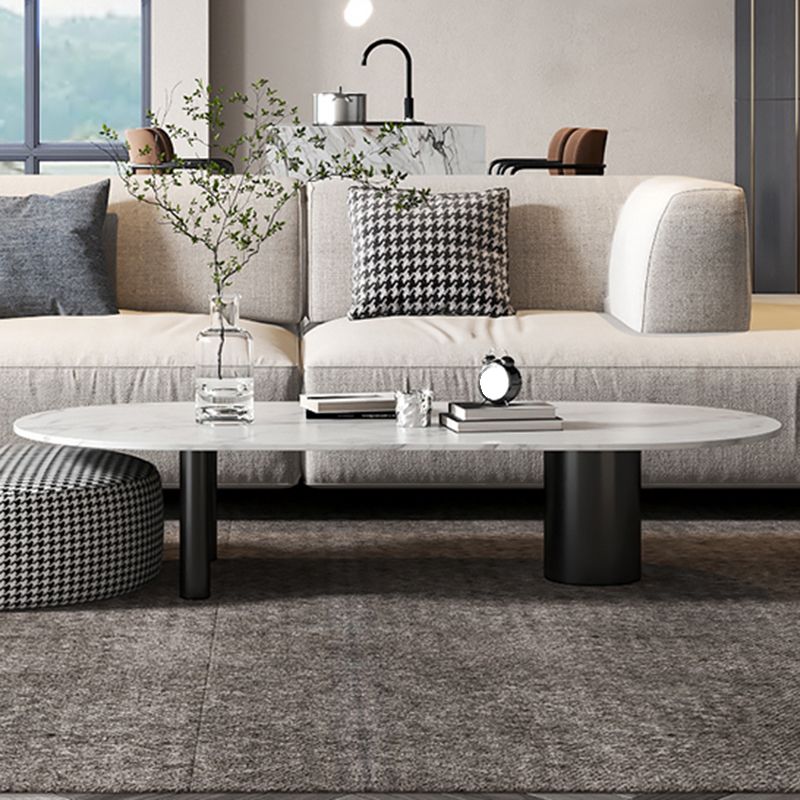 Glam 3 Legs Cocktail Table Oval Coffee Cocktail Table for Living Room