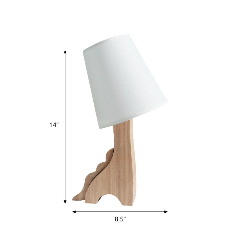 Tissu Barrel Nightand Aight Cartoon 1 ampoule lampe de table de nuit blanche avec dinosaure / chat Base de bois