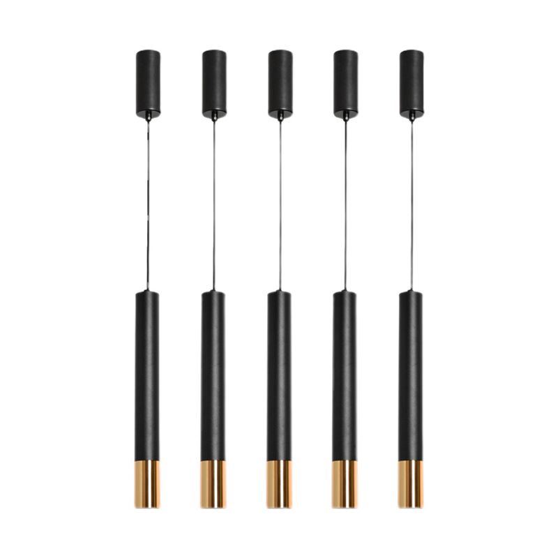 Forma del cilindro Libra del soffitto sospeso in metallo 1 Moderna luce a sospensione in nero