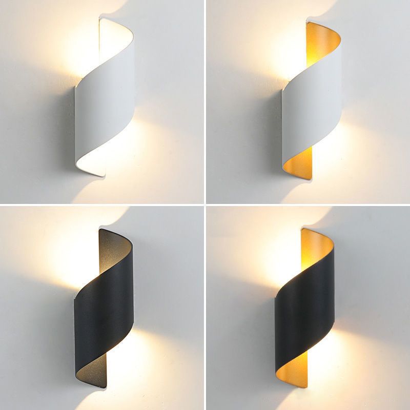 Modern Style Wrapped Shape Wall Sconce Metal 2 Light Sconces for Outdoor
