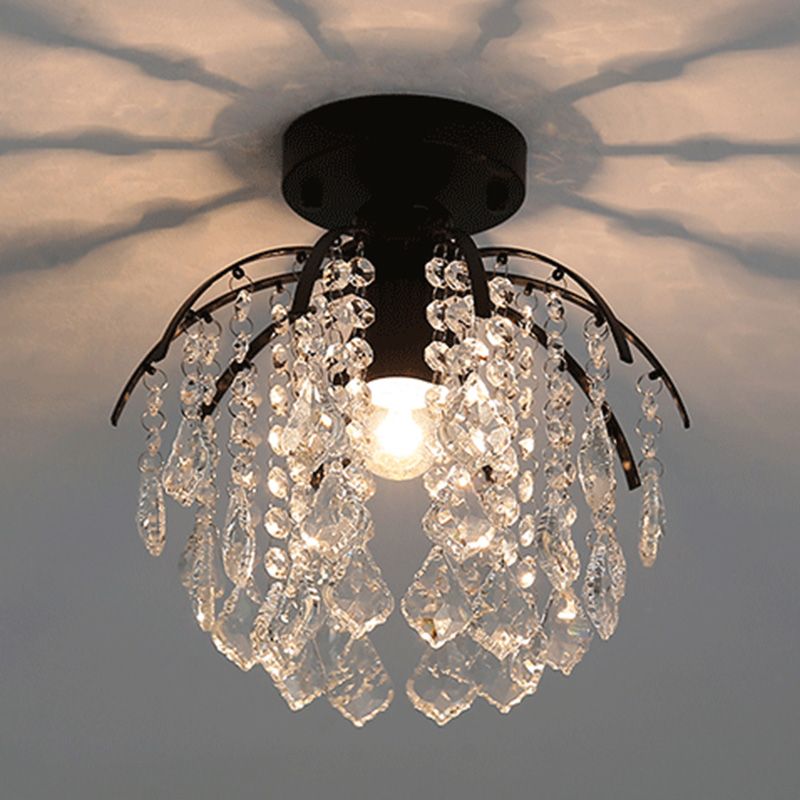 Contemporary Teardrop-Like Flush Light Fixture Crystal 1 Light Flush Mount Lighting