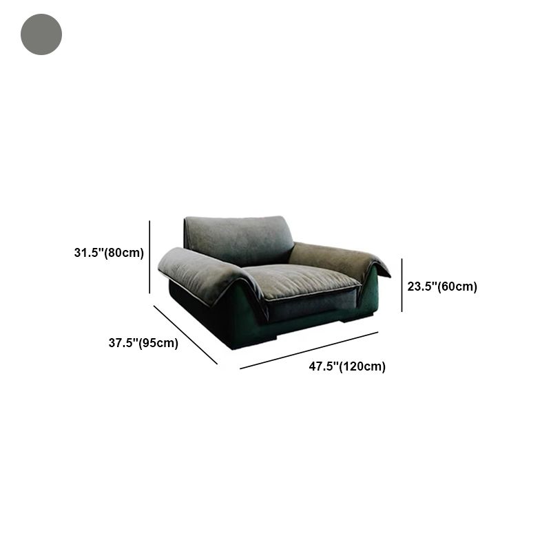 Flannelette Sofa Bed Armrest and Pillow Back Grey/dark Green/beige Solid Wood Frame Sofa