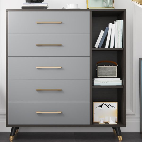 Classic Glam Wood Storage Chest Dresser Gray Bedroom Dresser