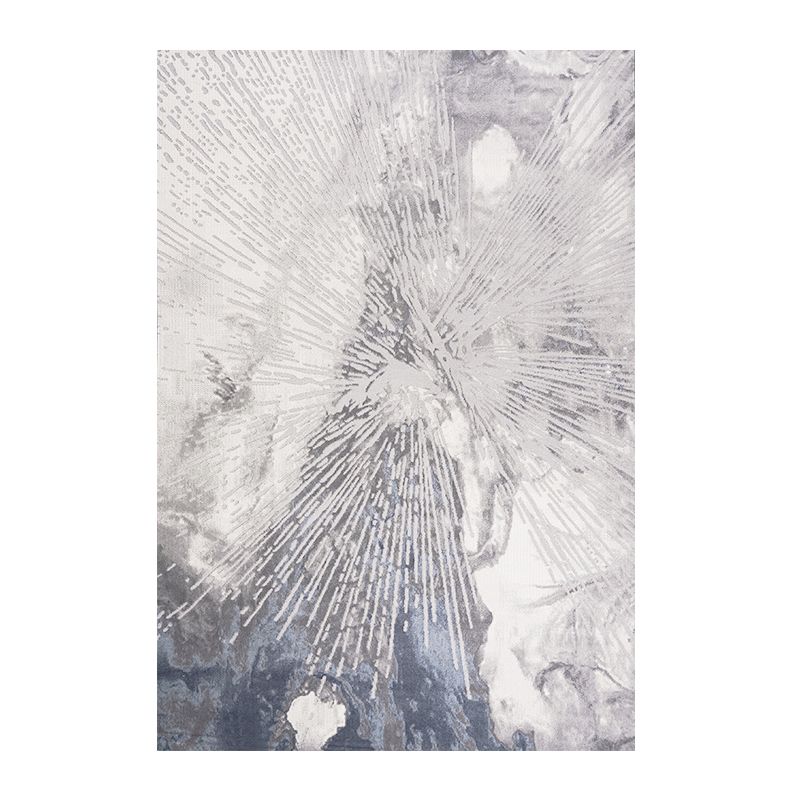 Grey Modern Area Carpet Tie-Dye Pattern Polyester Area Rug Easy Care Washable Rug for Living Room