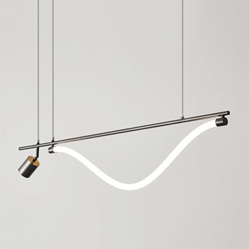 Modern 2-Light Black Kitchen Island Lighting LED Island Pendant Lighting
