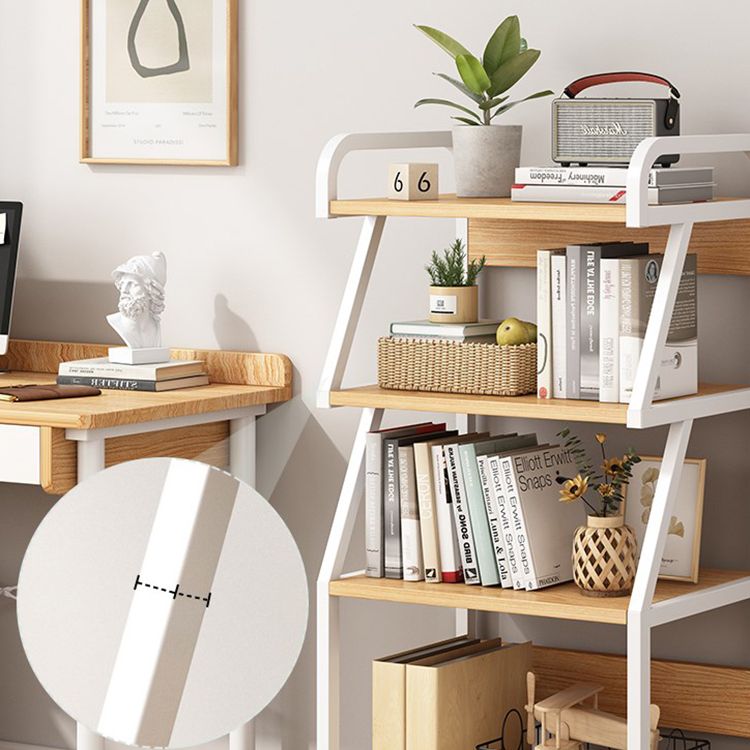 Industrial Style Wooden Bookshelf Open Home Shelf Bookcase with Caster Wheels