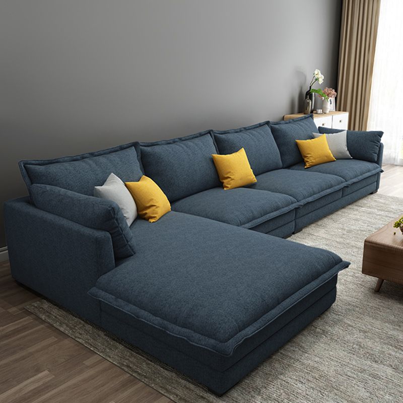 Contemporary Fabric Sofa & Chaise with Pillows for Living Room
