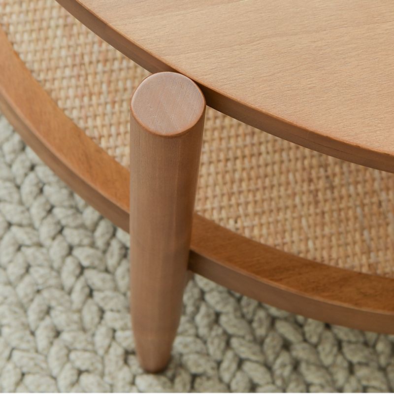 Scandinavian 4 Legs Coffee Table Round Wooden Coffee Table for Bedroom