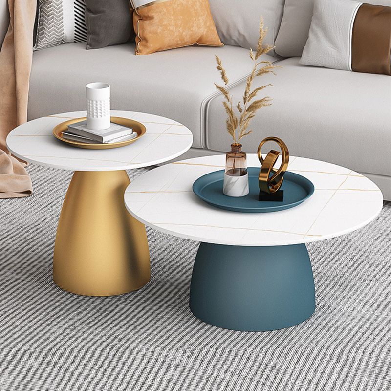 Modern Style Round Metal Table Metal Pedestal Base Coffee Table