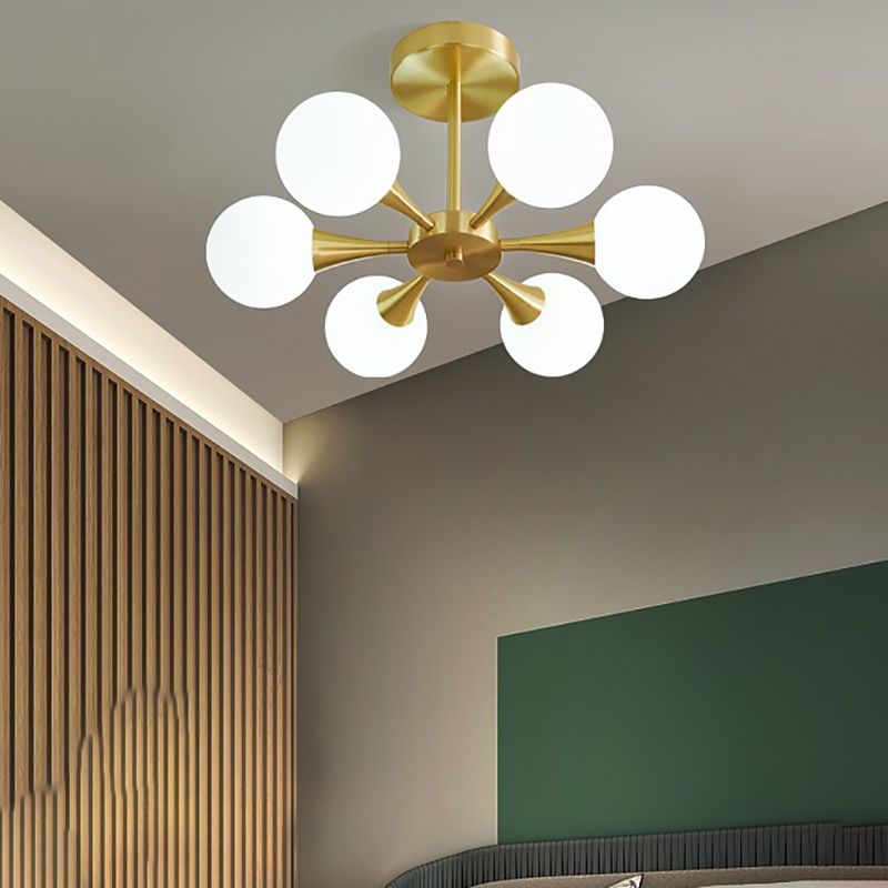 Modern Sputnik Ceiling Light Glass Shade Flush Mount Light for Bedroom Living Room