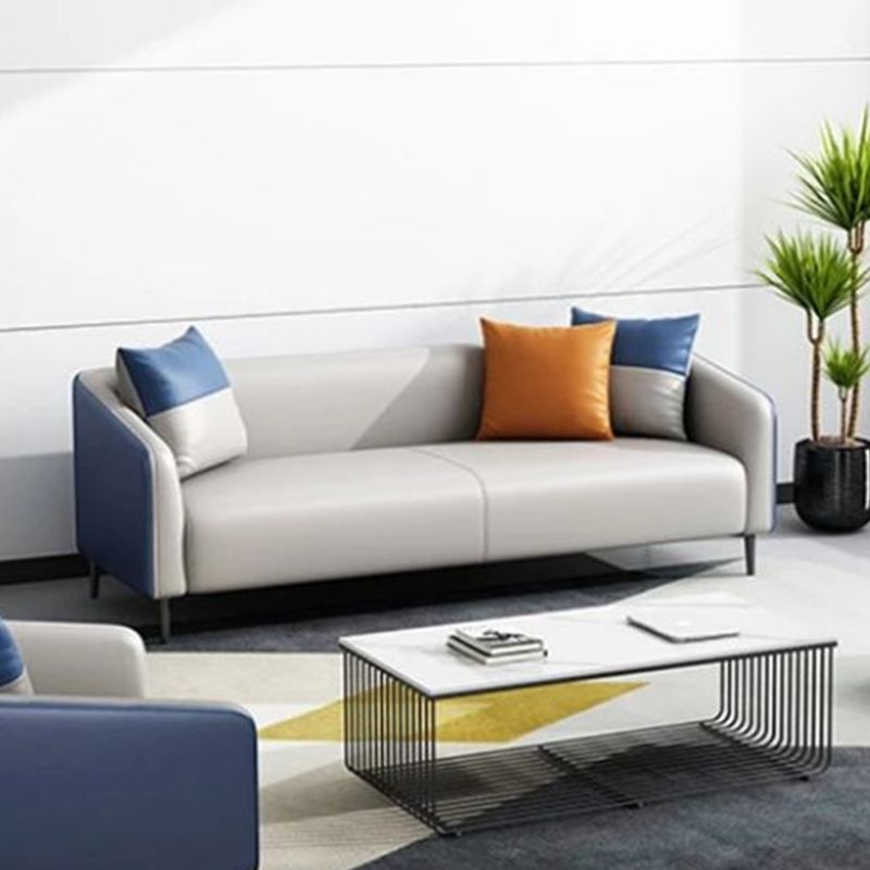 28.34" H Genuine Leather Tuxedo Arm Sofa Contemporary Standard Sofa